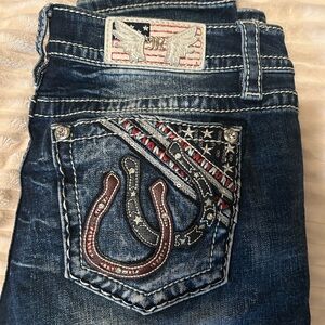 Miss Me Dark Blue Jeans with Embroidered Horseshoe